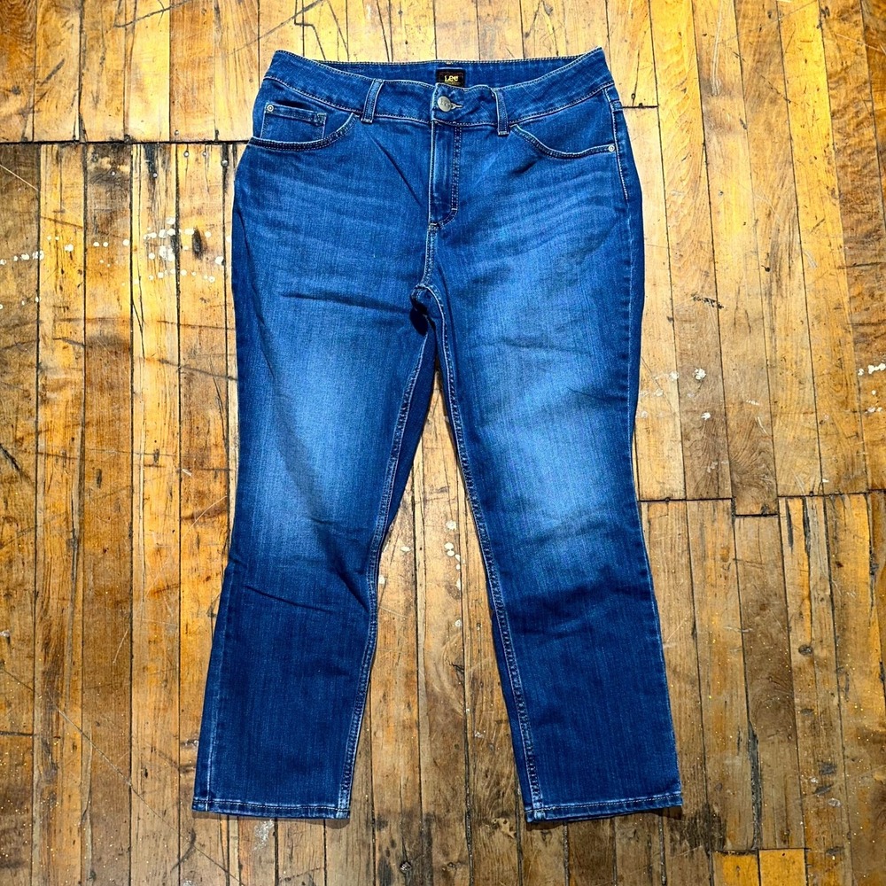 Lee Jeans Women's Blue Denim Regular Straight Leg Mid‎ Rise Medium Wash Outdoor